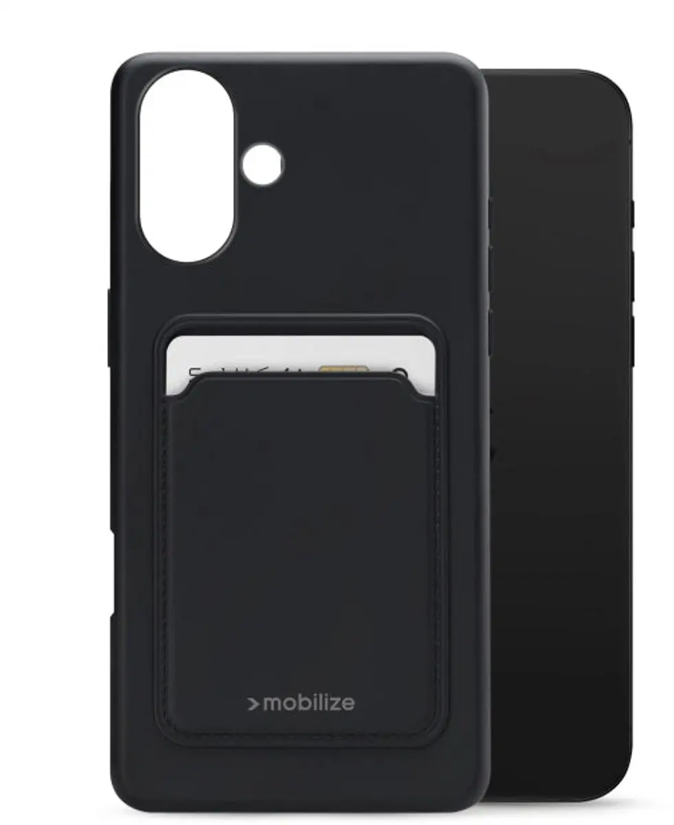 Mobilize Rubber Gelly Card Case MOB-GCCMB-IPH16PLUS - iPhone 16 - 1 Pasje - Zwart - afbeelding 6 van 6