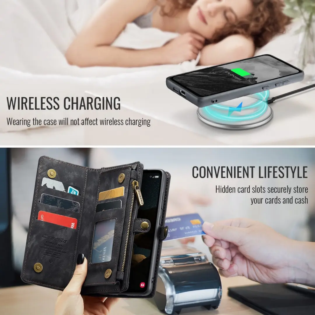 Caseme 008 Hoesje Samsung Galaxy S26 Plus - 2-in-1 Book Case & Portemonnee - 8 Pasjes - Zwart