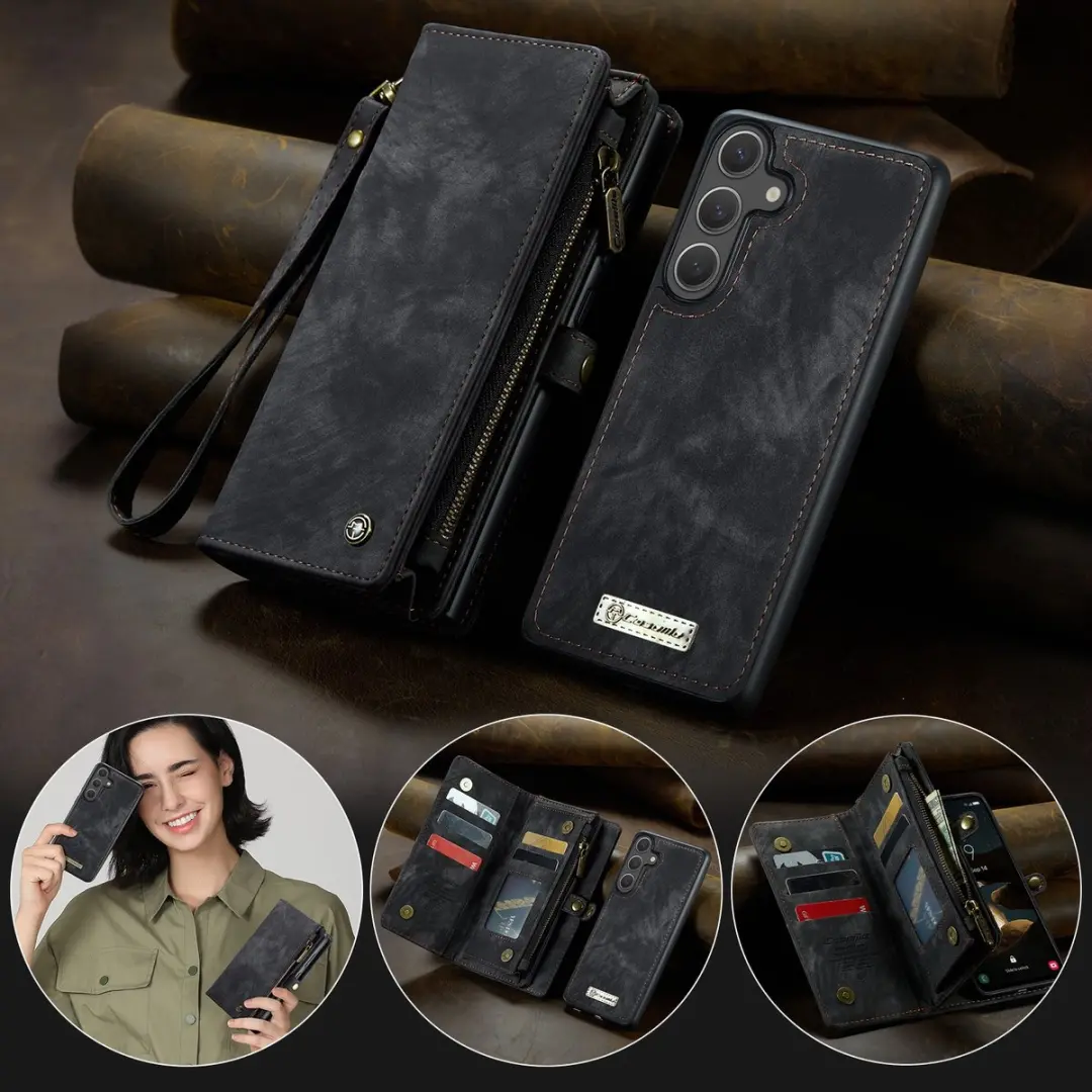 Caseme 008 Hoesje Samsung Galaxy S26 Plus - 2-in-1 Book Case & Portemonnee - 8 Pasjes - Zwart