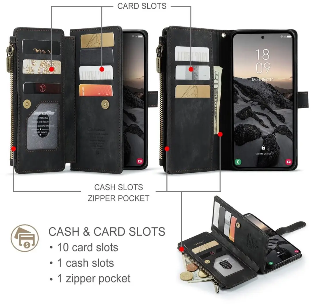 Caseme C30 Hoesje Samsung Galaxy S26 Ultra - Pasjeshouder 9 Stuks - Zwart