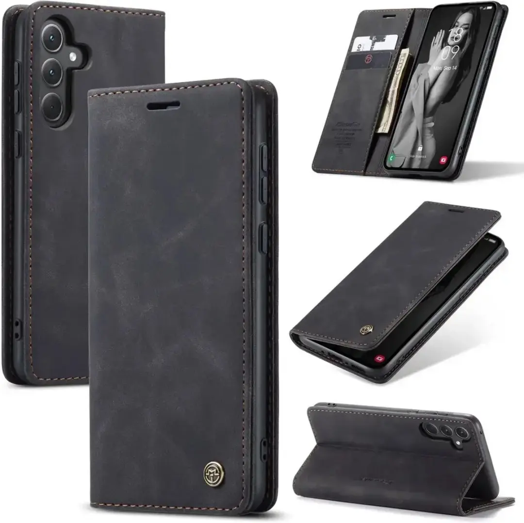 Caseme 013 Hoesje Samsung Galaxy A56 - Book Case - 2 Pasjes - Zwart