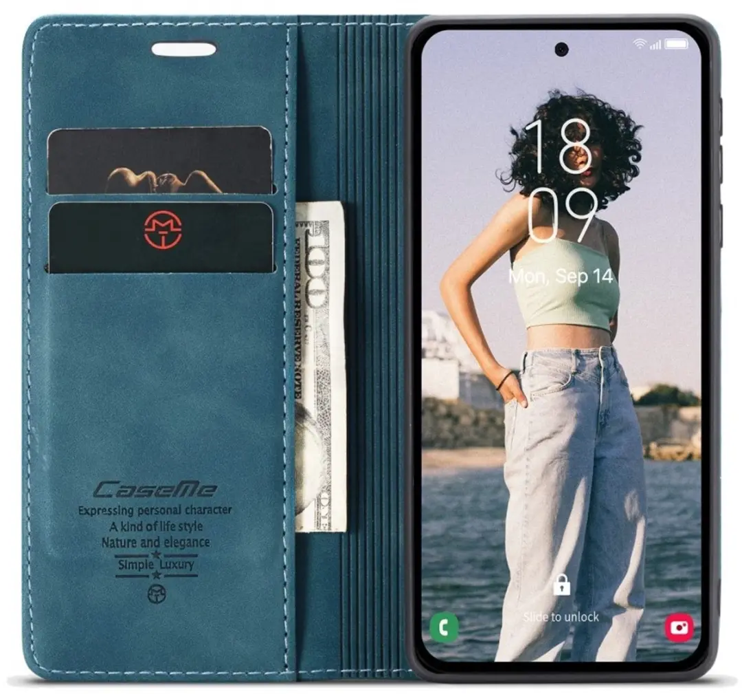 Caseme 013 Book Case Hoesje - Samsung Galaxy A56 - Blauw - 2 Pasjes