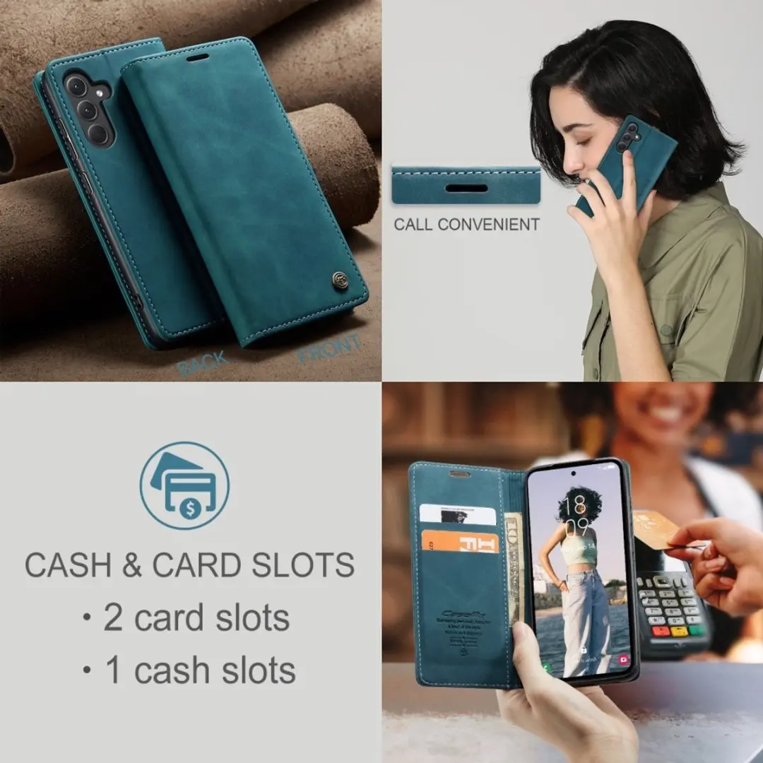 Caseme 013 Book Case Hoesje - Samsung Galaxy A56 - Blauw - 2 Pasjes
