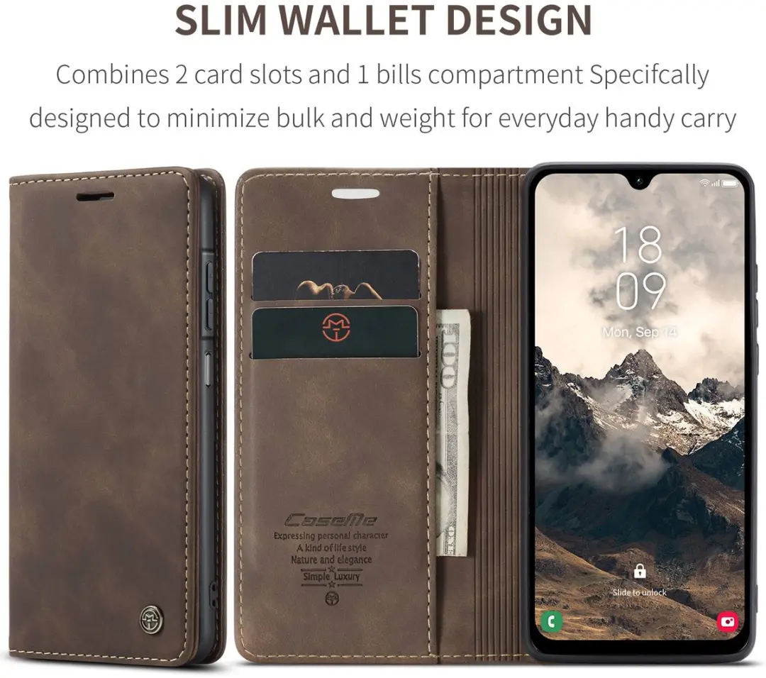 Caseme 013 Book Case Hoesje Samsung Galaxy A37 - Donkerbruin