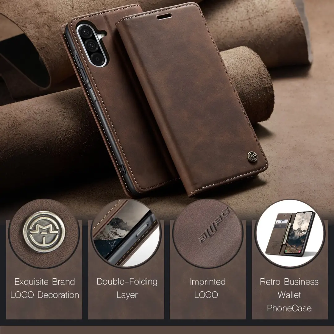 Caseme 013 Book Case Hoesje Samsung Galaxy A37 - Donkerbruin