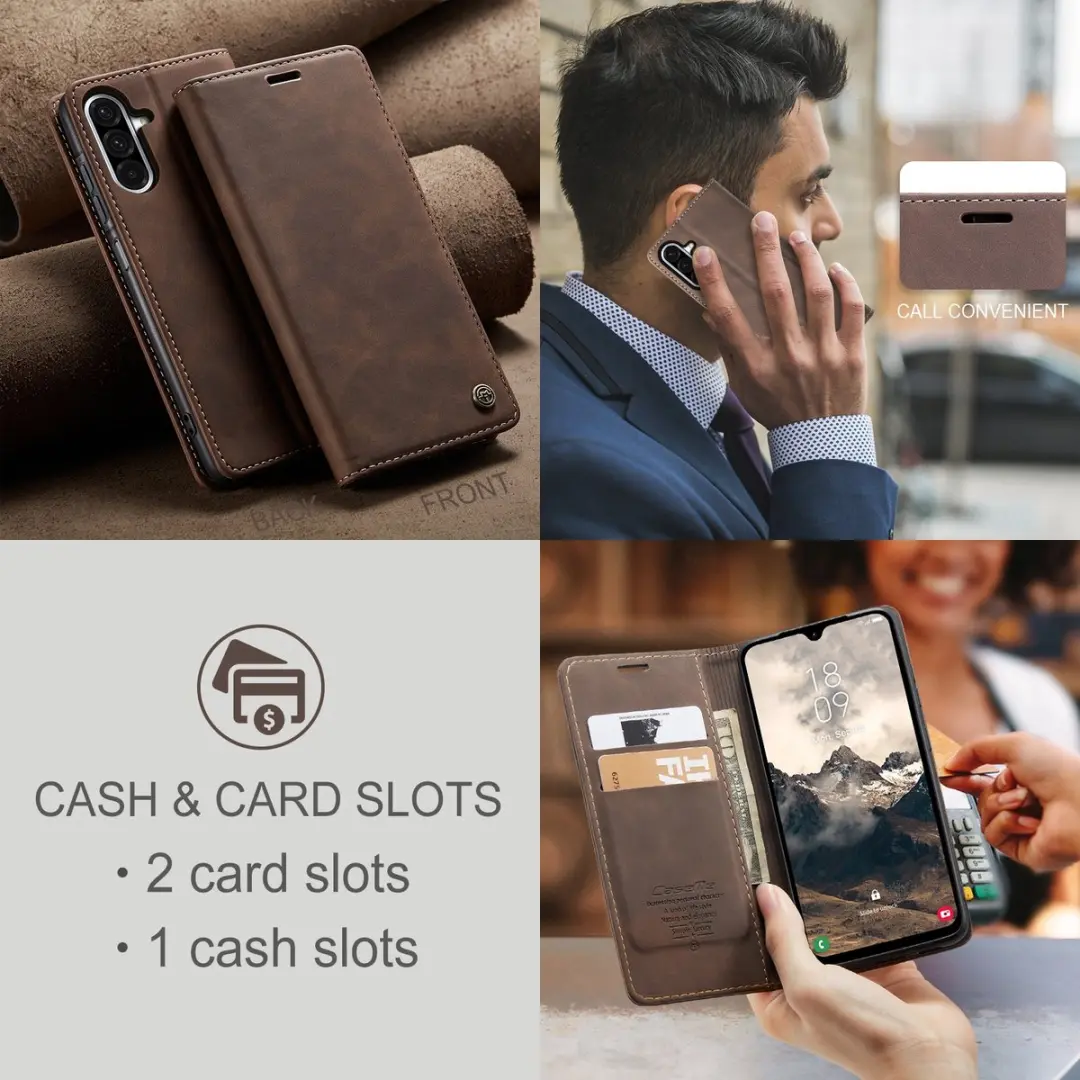 Caseme 013 Book Case Hoesje Samsung Galaxy A37 - Donkerbruin