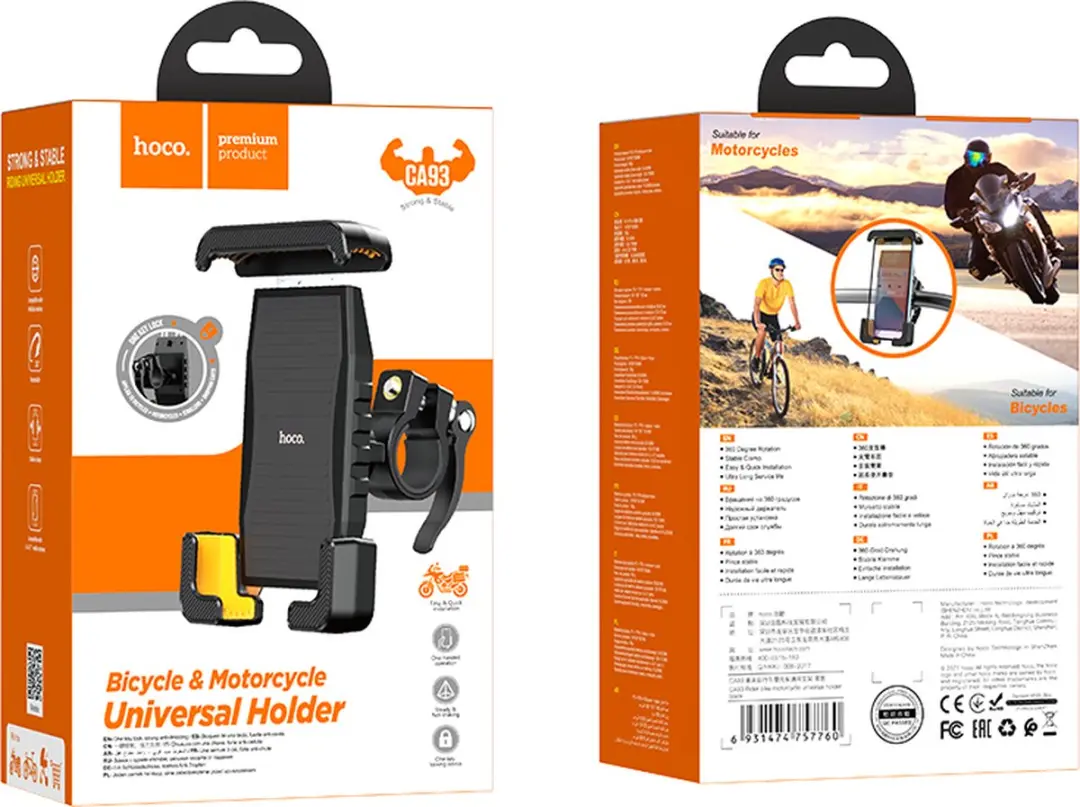 Hoco CA93 Telefoonhouder Fiets - Verstelbaar - Zwart