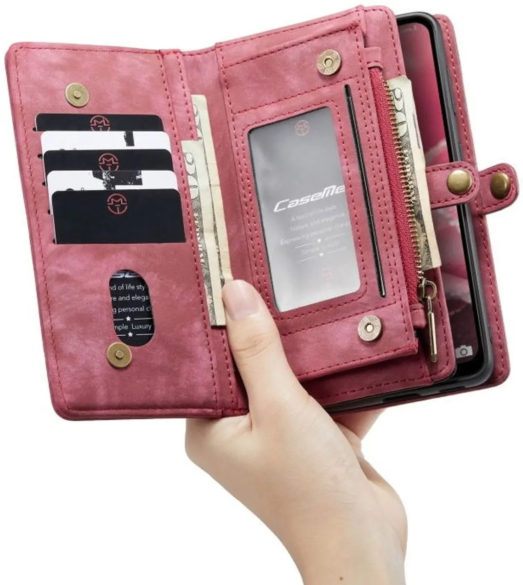 Caseme 008 Book Case Samsung Galaxy A12 - 9 Pasjes - Rood