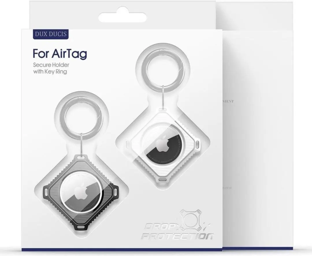 Dux Ducis Siliconen Sleutelhanger AirTag - 2 Stuks - Zwart/Wit