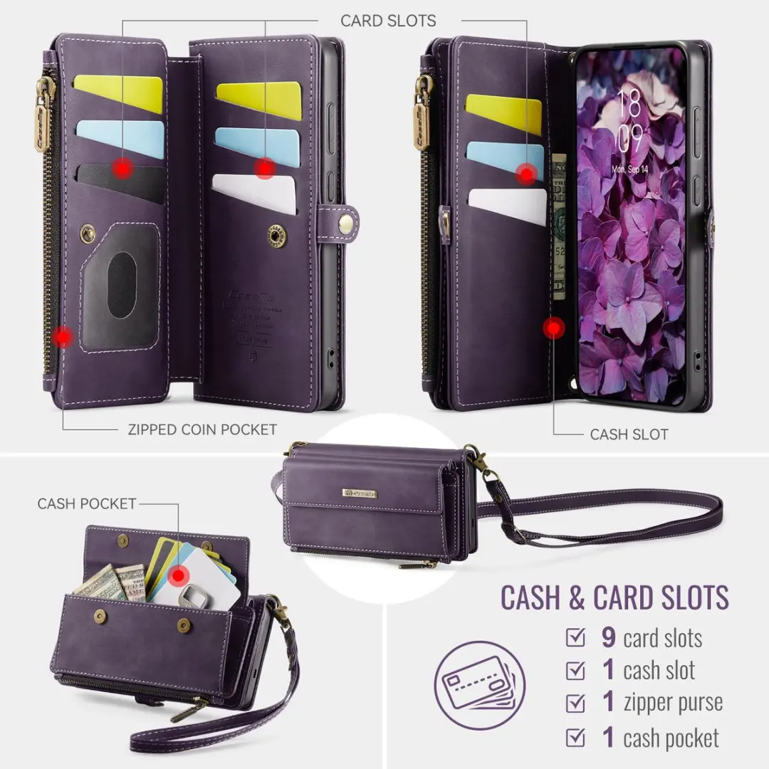 Caseme Samsung Galaxy S26 Plus Hoesje Portemonnee - 9 Pasjes - Paars - afbeelding 6 van 6
