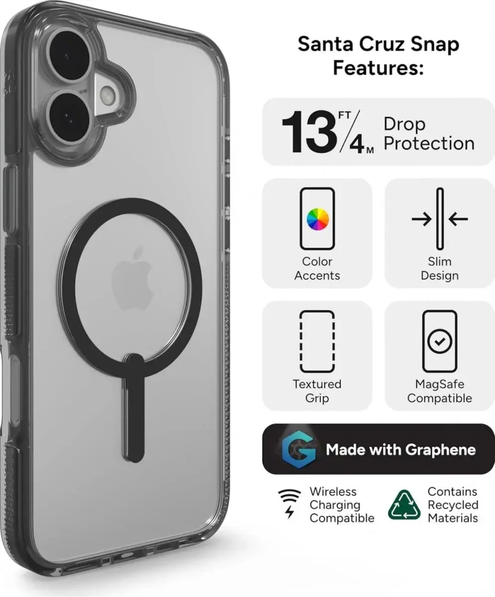 ZAGG Santa Cruz Snap Mag Hoesje iPhone 16 Plus - 702315051 - Zwart