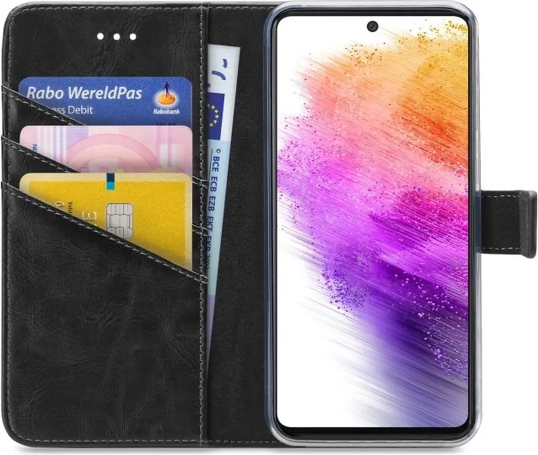 My Style MSFWLT1367 Telefoonhoesje Samsung Galaxy A73 - 3 Pasjes - Zwart