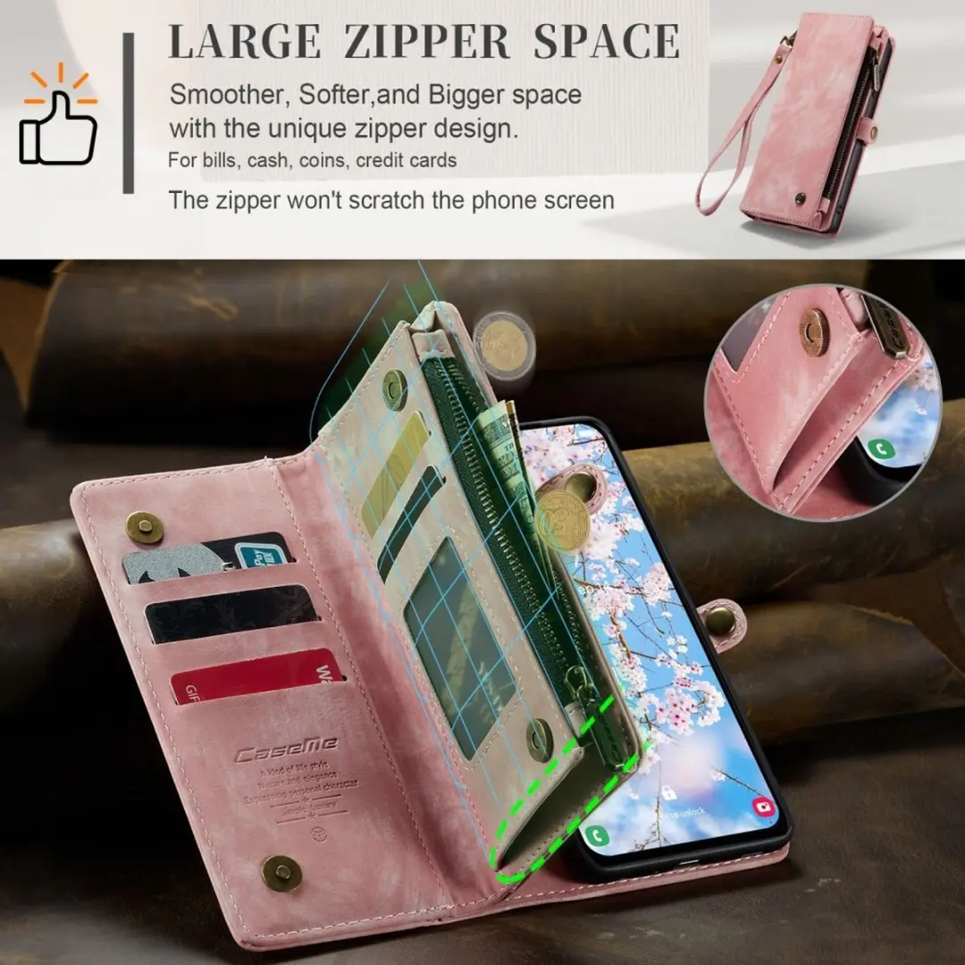Caseme 008 Hoesje Samsung Galaxy A54 - Roze - 8 Pasjes