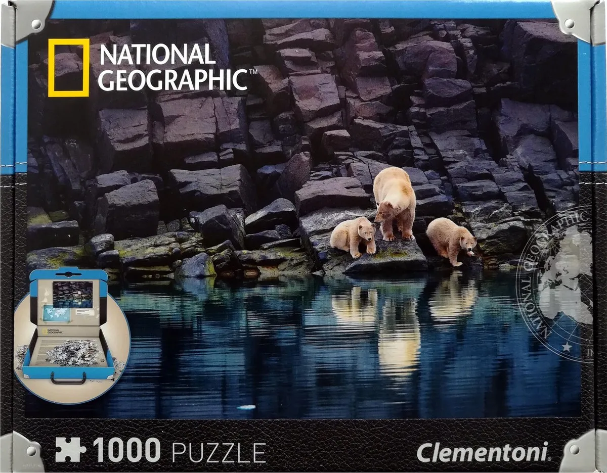 Clementoni National Geographic IJsberen op een rots Puzzel 1000 Stuks - Multicolor