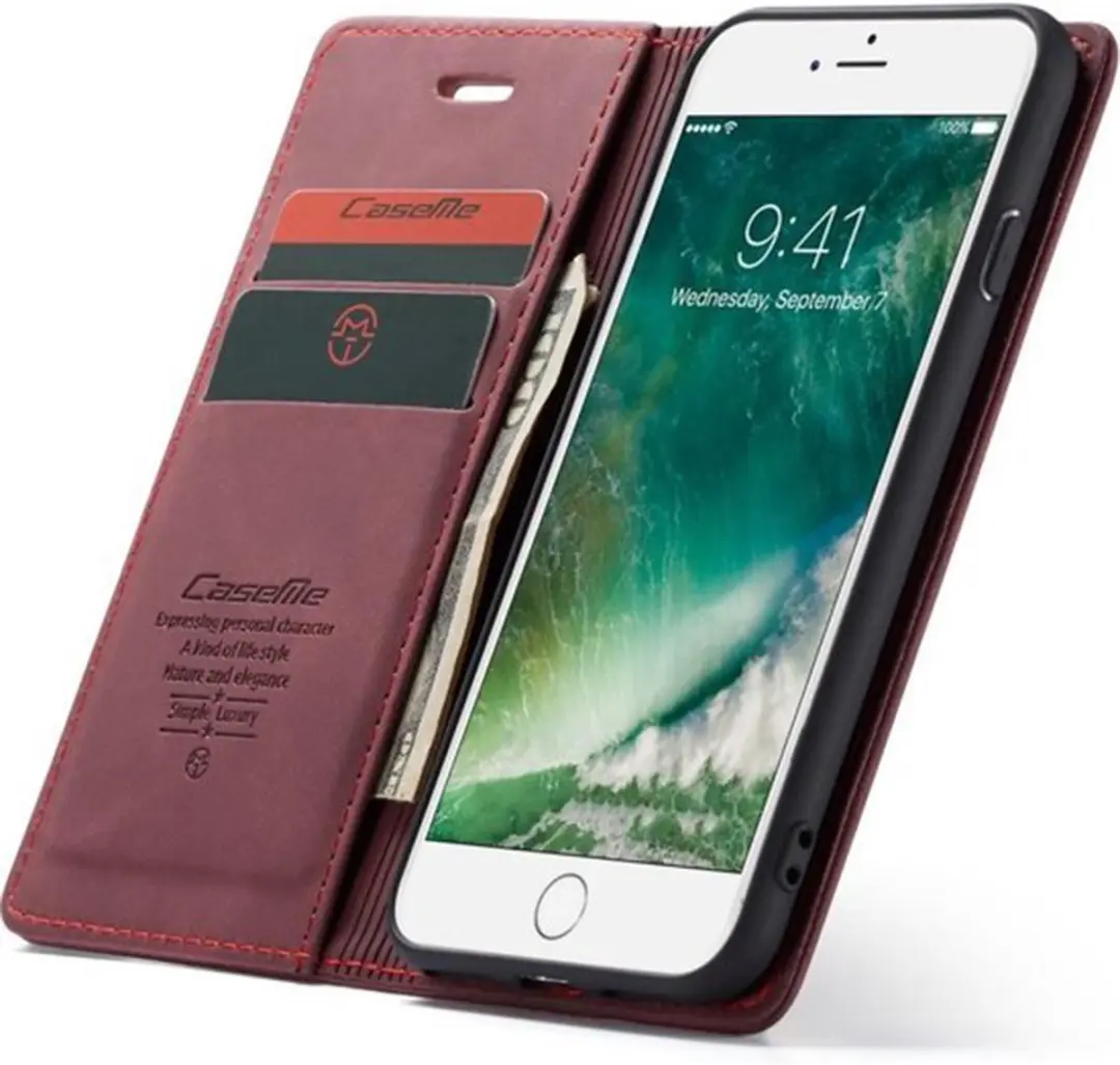 Caseme Book Case iPhone 7/8/SE 2020/2022 - 2 Pasjes - Bordeaux