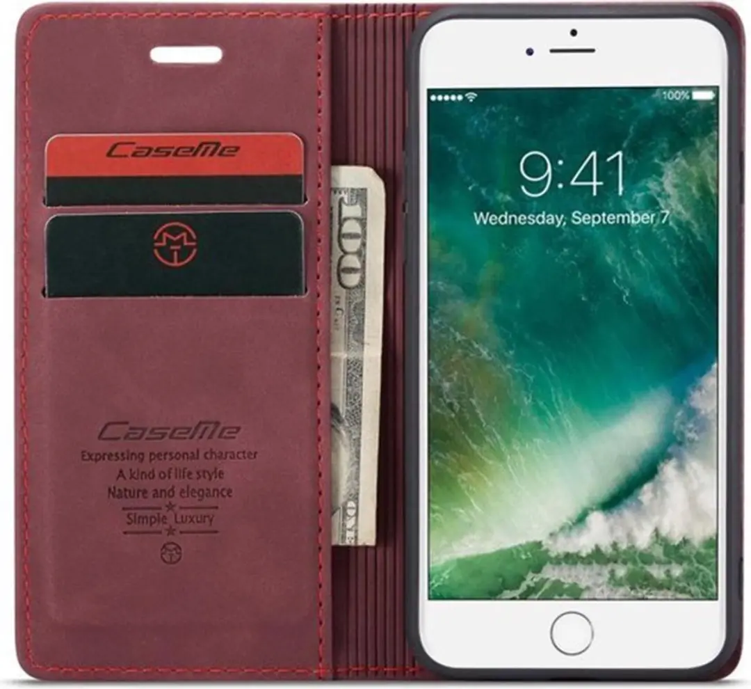 Caseme Book Case iPhone 7/8/SE 2020/2022 - 2 Pasjes - Bordeaux