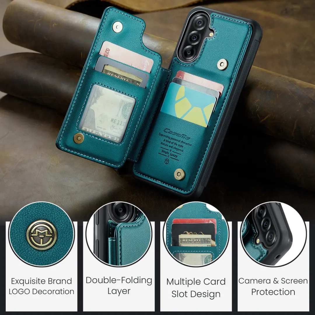 Caseme Portemonnee Backcover Galaxy A56 - Anti-RFID Groen