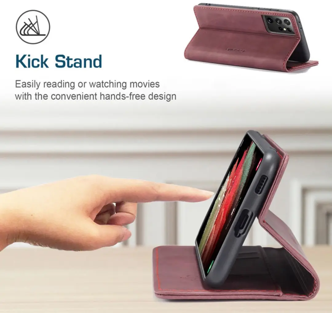 CaseMe Hoesje Samsung Galaxy S21 Ultra Wallet Book - Magneetsluiting - Rood - G998-18