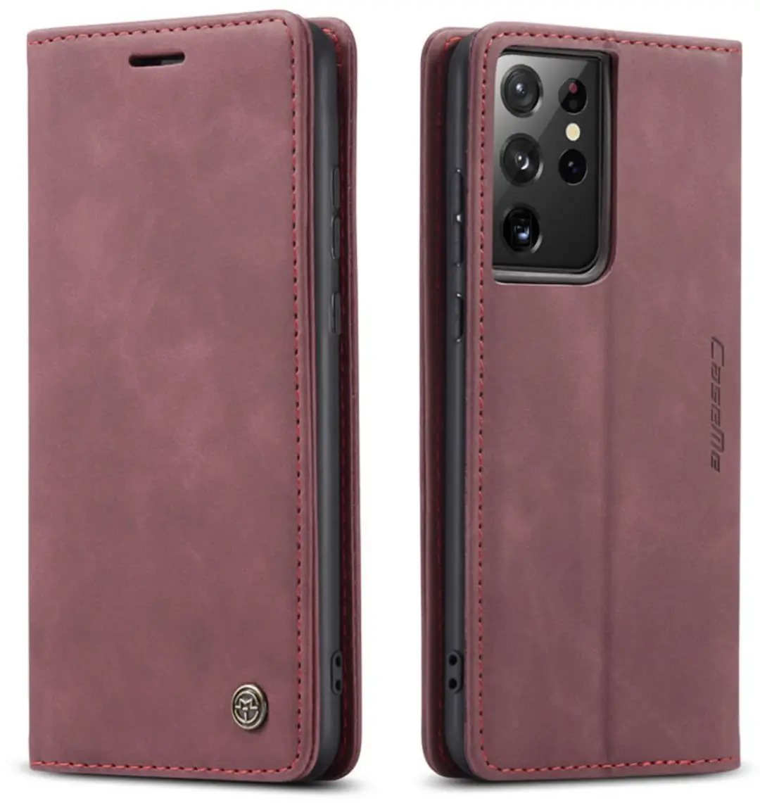 CaseMe Hoesje Samsung Galaxy S21 Ultra Wallet Book - Magneetsluiting - Rood - G998-18