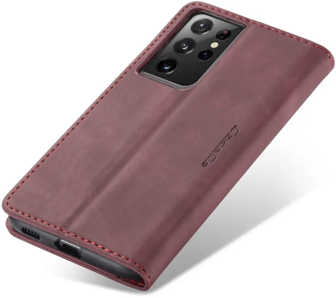 CaseMe Hoesje Samsung Galaxy S21 Ultra Wallet Book - Magneetsluiting - Rood - G998-18 - afbeelding 6 van 6