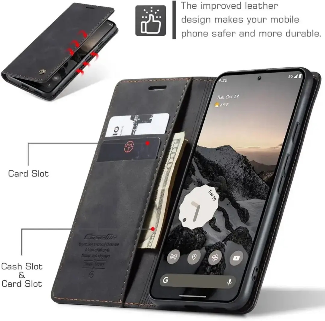 Caseme 013 Hoesje Google Pixel 9a - Book Case met Standaard - 2 Pasjes - Zwart