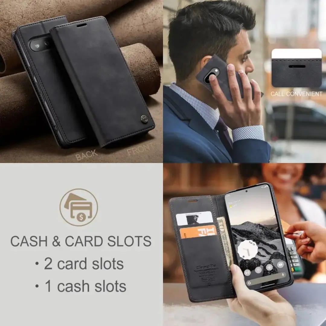 Caseme 013 Hoesje Google Pixel 9a - Book Case met Standaard - 2 Pasjes - Zwart