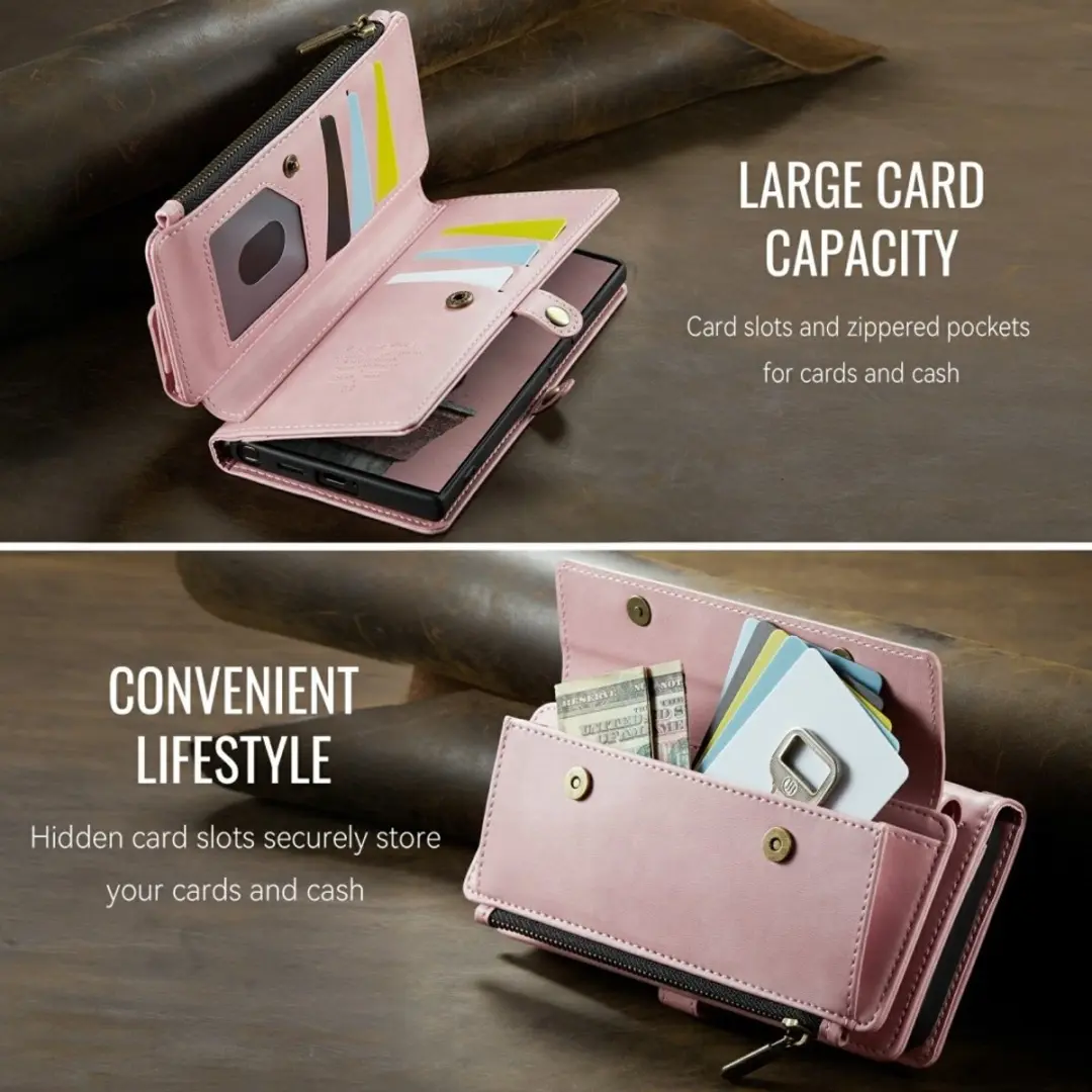 Caseme Hoesje Galaxy S25 Ultra Portemonnee - 9 Pasjes - Lichtroze