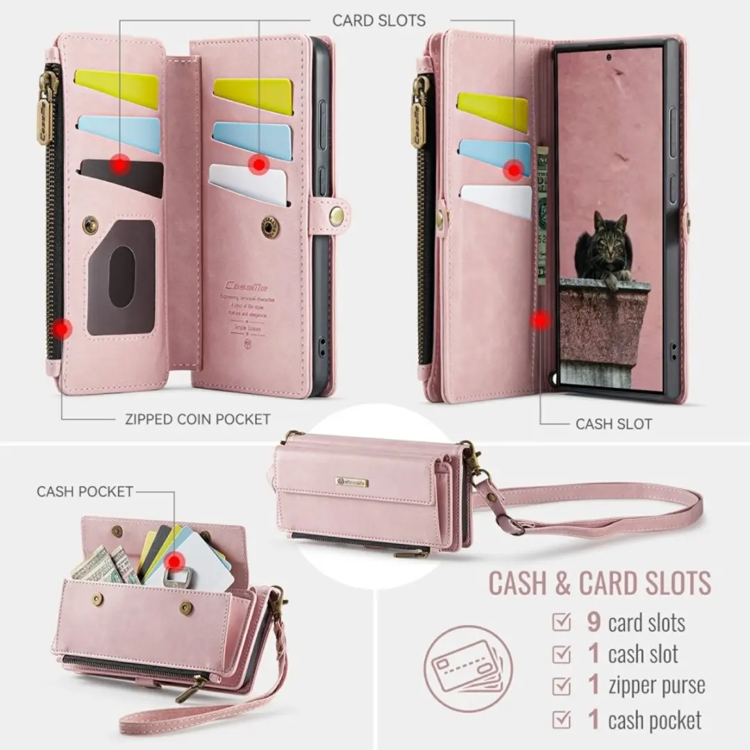 Caseme Hoesje Galaxy S25 Ultra Portemonnee - 9 Pasjes - Lichtroze