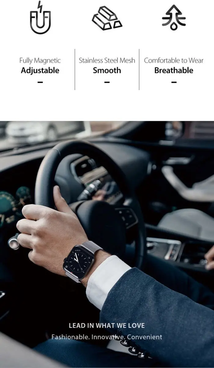 Dux Ducis Milanese Bandje - Apple Watch 42/44/45mm Grijs