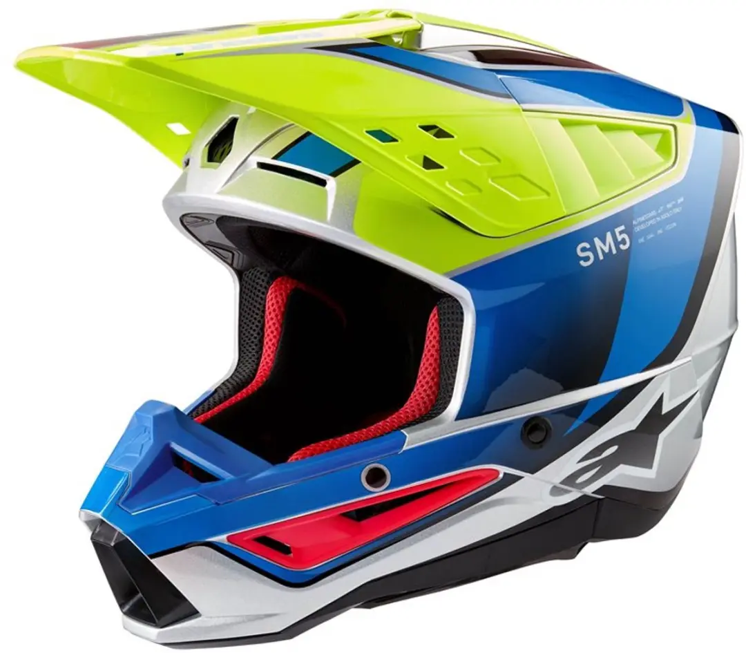 Alpinestars S-M5 Sail Helm ECE 22.06 - M - Geel/Fluo/Blauw/Zilver