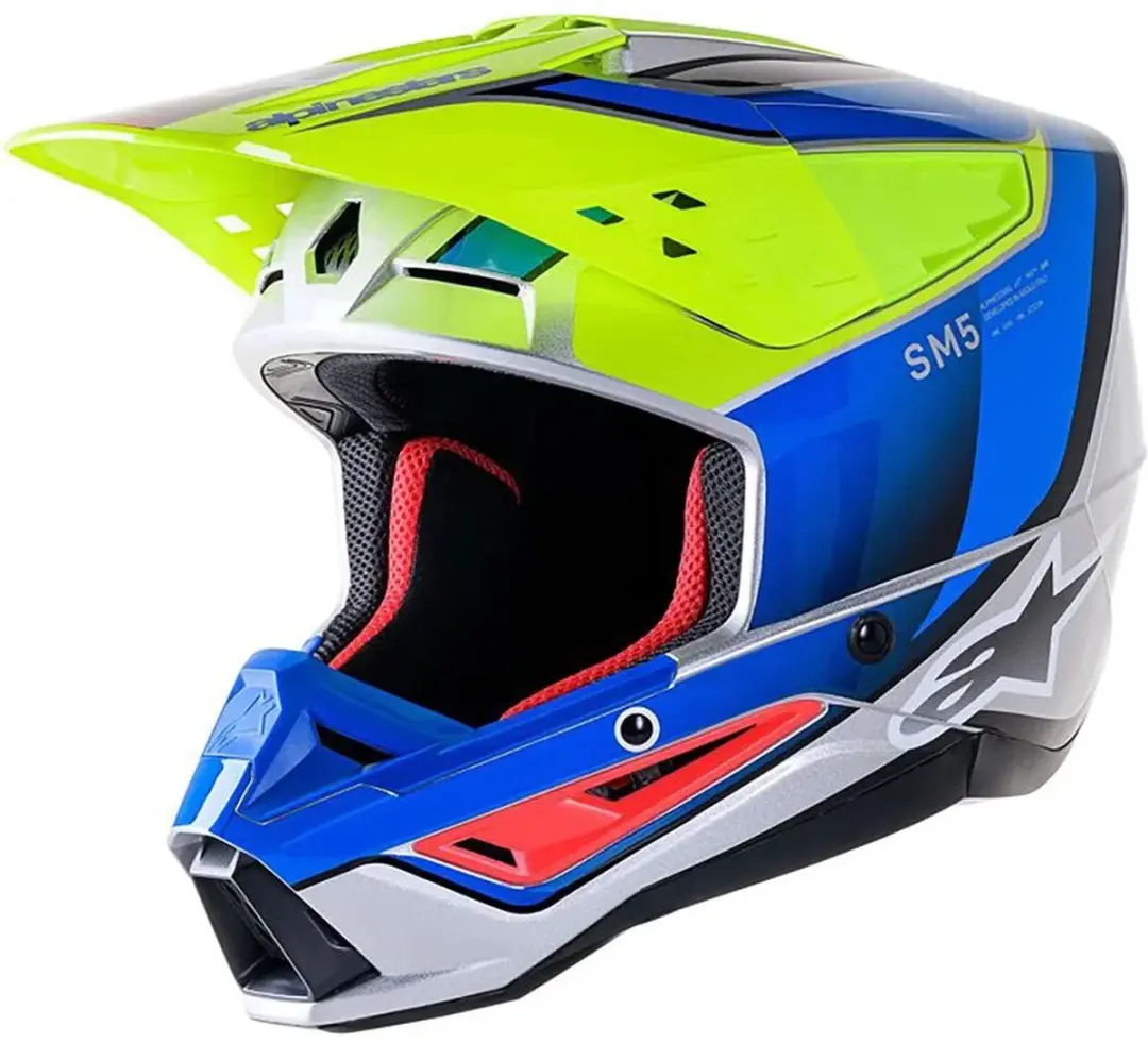 Alpinestars S-M5 Sail Helm ECE 22.06 - M - Geel/Fluo/Blauw/Zilver