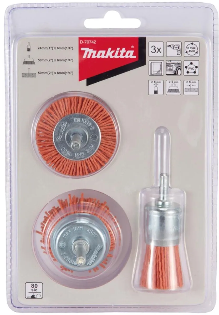 Makita K80 Nylon Borstelset - 3-delig