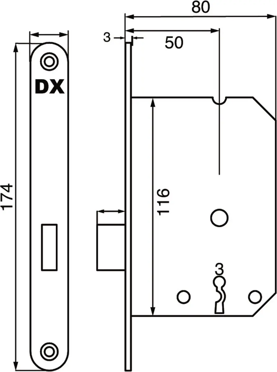 Dulimex Kastslot Klavierslot 50mm - Zwart