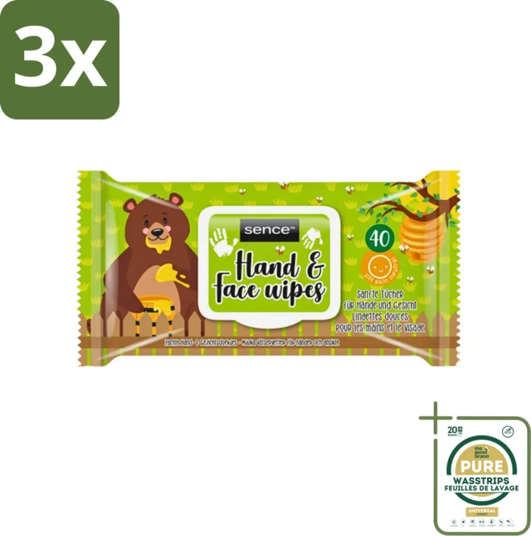 Sence Reinigingsdoekjes Gezicht & Handen 120 Stuks (3x40) - Wit