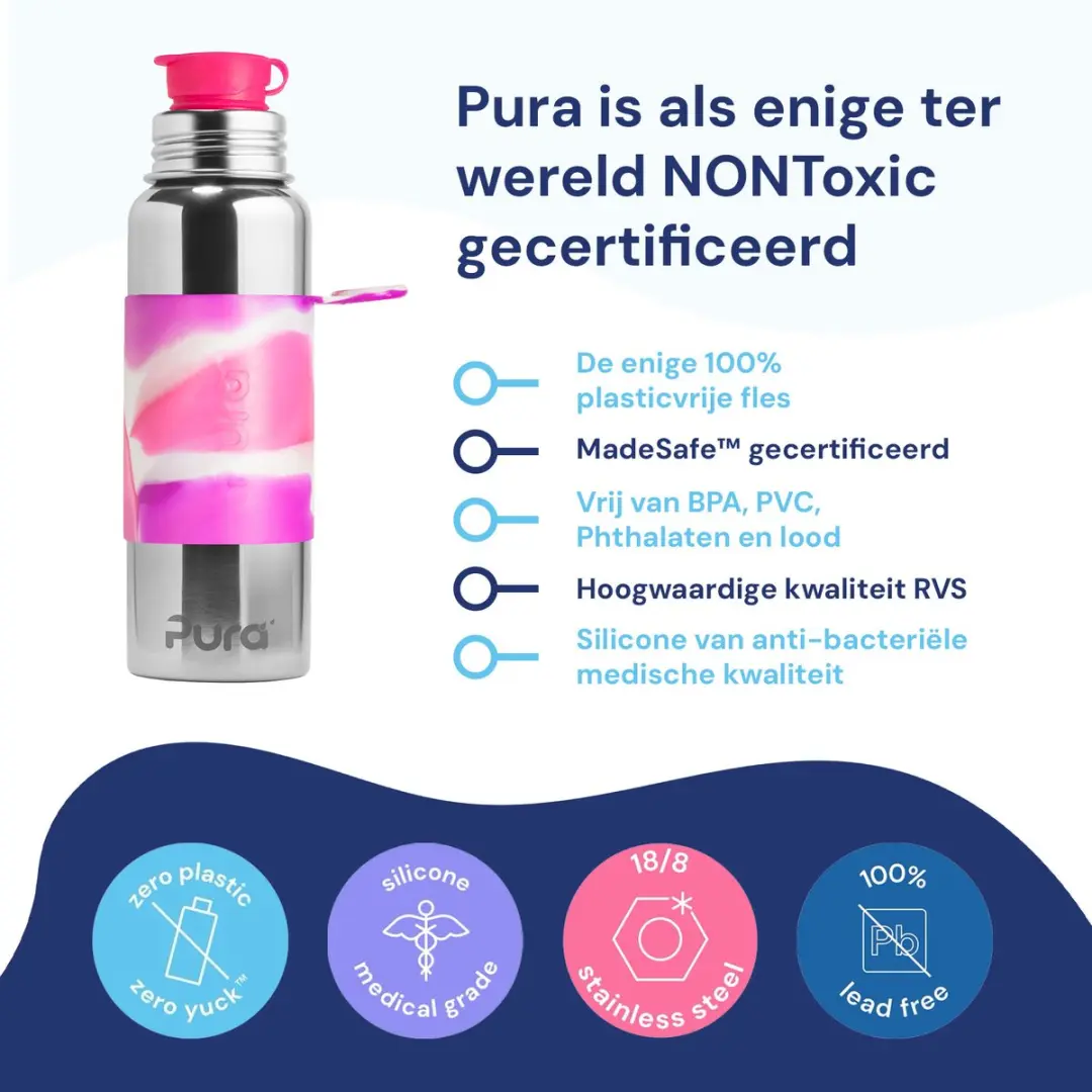 Pura Sportfles B28BMYS 850ml - Roze Swirl