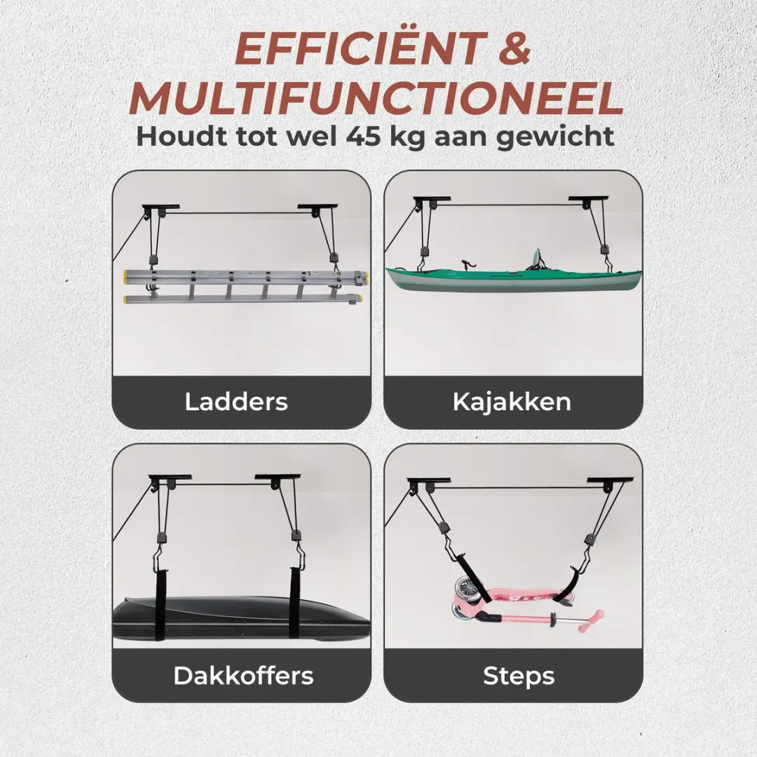 XQMax Fietslift Ophangsysteem - Max 45kg - Zwart