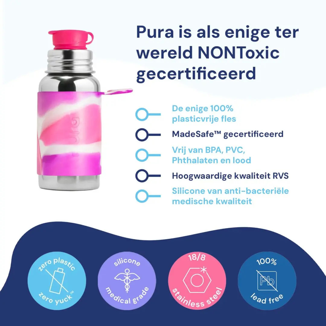 Pura Sportfles 550ml - Roze Swirl