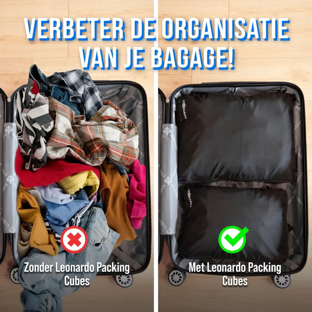Leonardo Compressie Packing Cubes 3-delig - Zwart