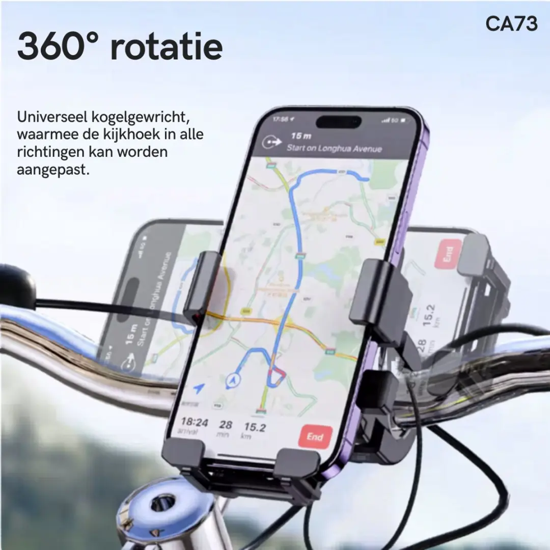 Hoco Flying One-Touch Telefoonhouder - Universeel 65mm - Zwart/Rood