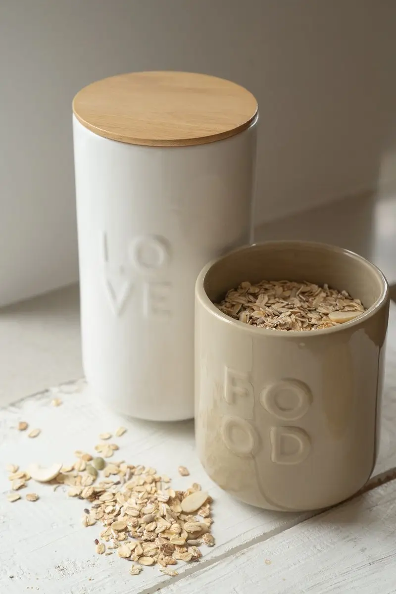 Zusss Cadeauset Love & Food Voorraadpotten - 225ml - Keramiek Wit