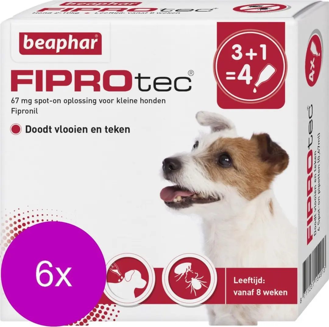Beaphar Fiprotec Dog 3+1 Pip - Anti-vlooien/teken 6x