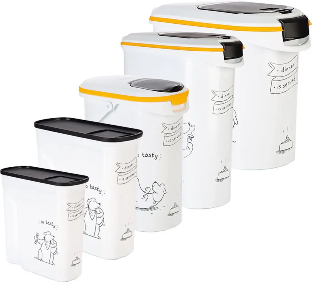 Curver Voedselcontainer Hond 10L - 35x30cm - Wit/Zwart/Geel