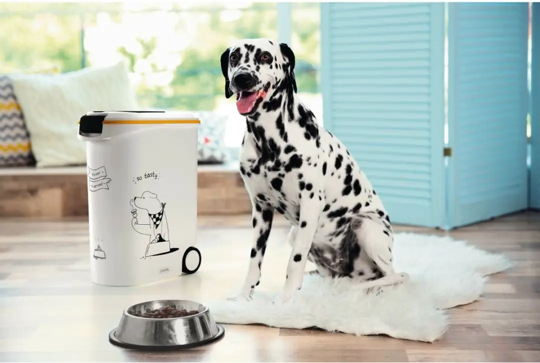 Curver Voedselcontainer Hond 10L - 35x30cm - Wit/Zwart/Geel