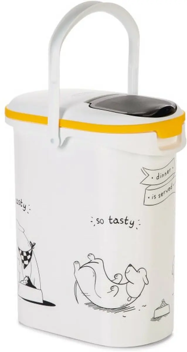 Curver Voedselcontainer Hond 10L - 35x30cm - Wit/Zwart/Geel