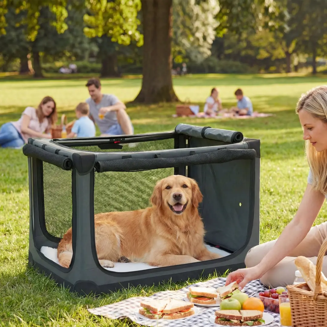 Pawhut Hondenbox Legergroen - 90L x 64B x 64H cm