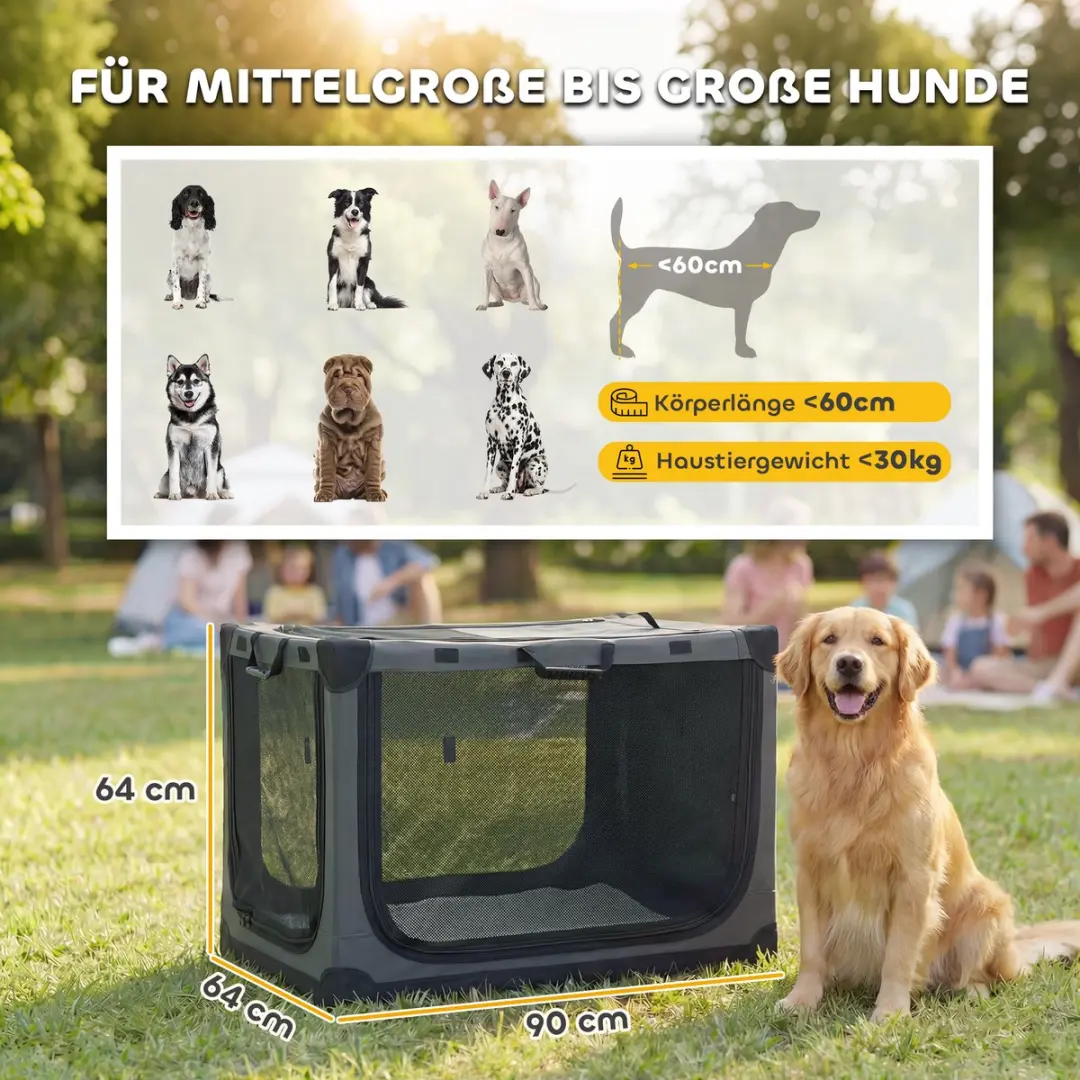 Pawhut Hondenbox Legergroen - 90L x 64B x 64H cm