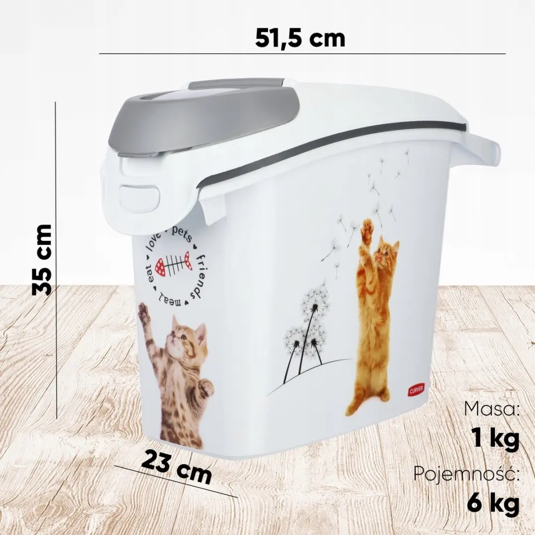 Curver Voedselcontainer Kat 15L - 23x51x36cm - Wit/Grijs