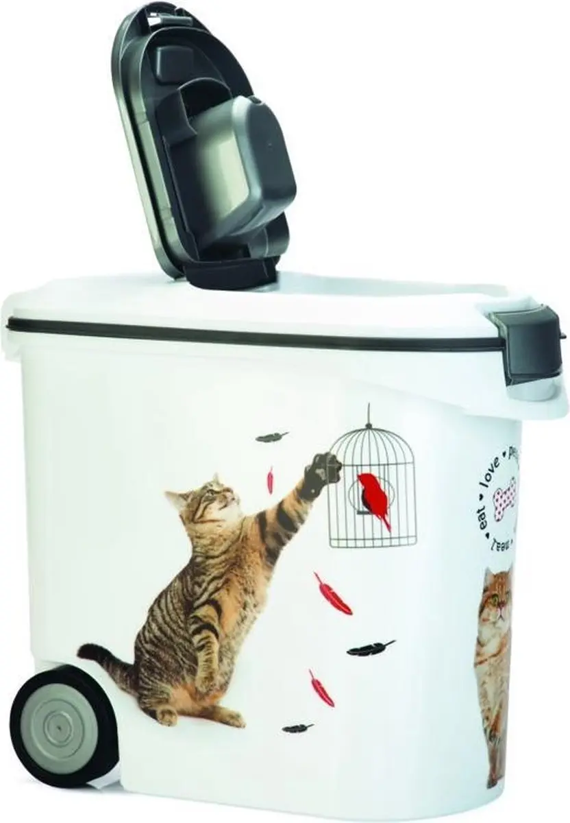 Curver Voedselcontainer Kat 35L - 12KG - 28x49x43cm - Wit/Grijs