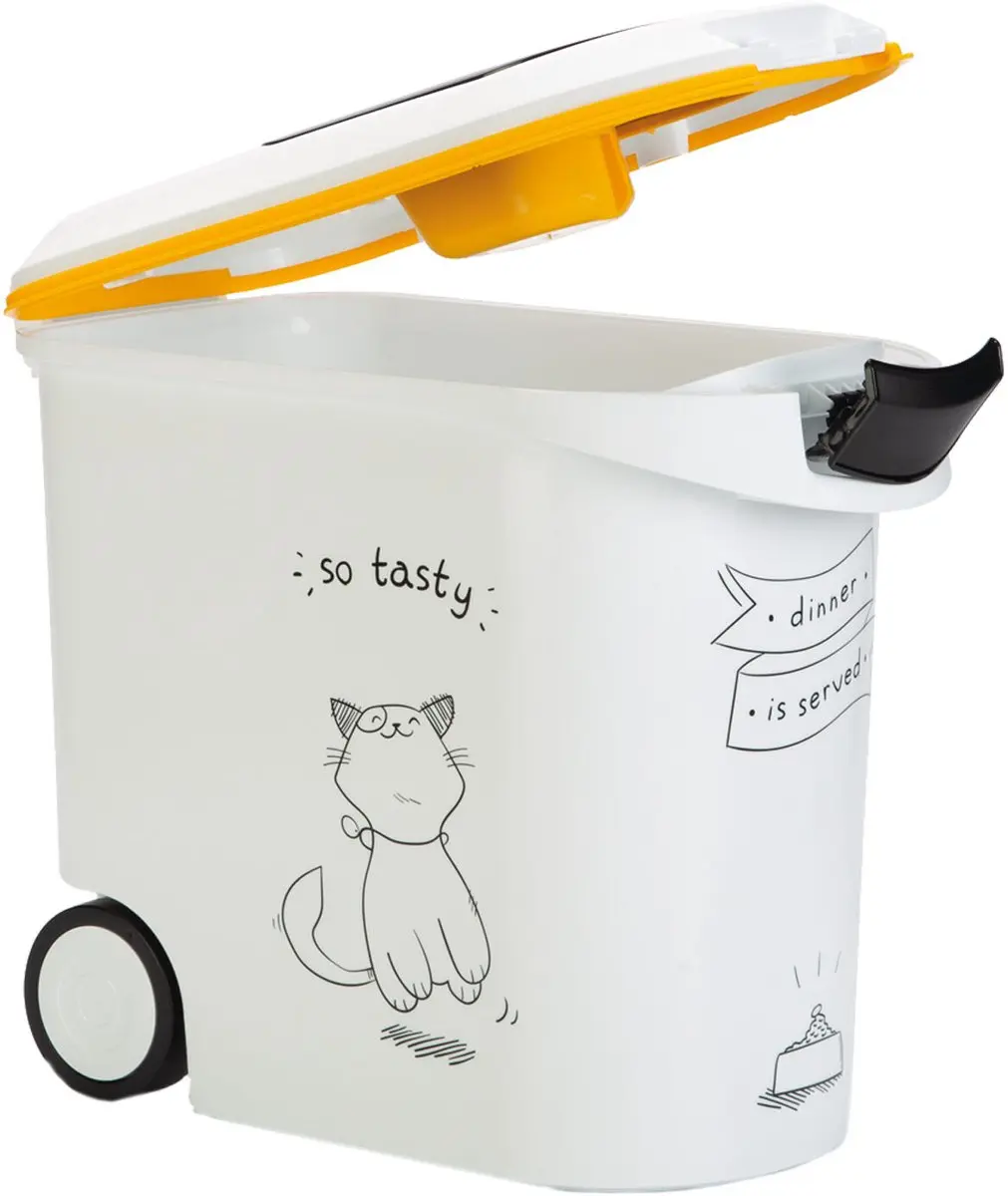 Curver Voedselcontainer Kat 35L - 28x49x43cm - Wit/Zwart/Geel