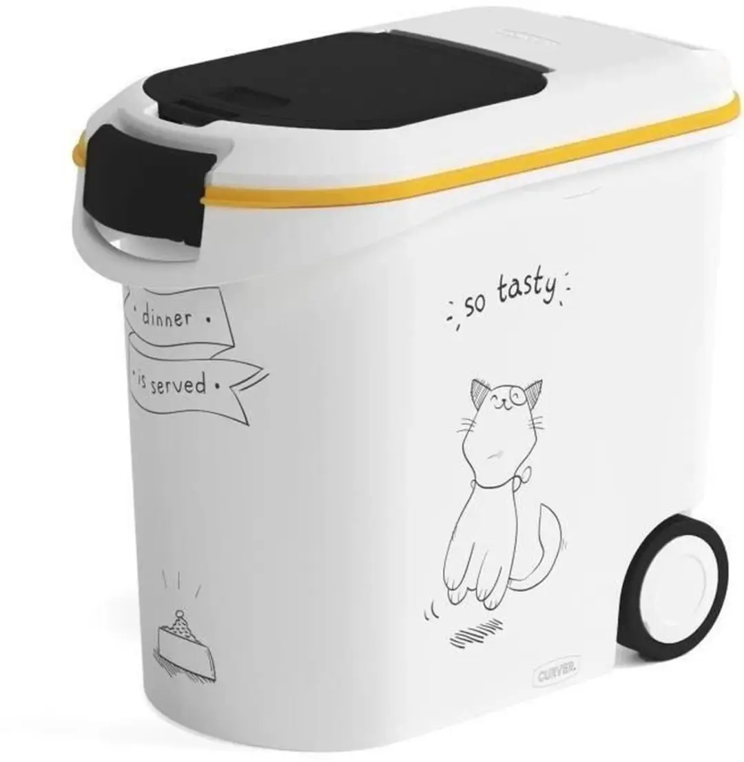 Curver Voedselcontainer Kat 35L - 28x49x43cm - Wit/Zwart/Geel